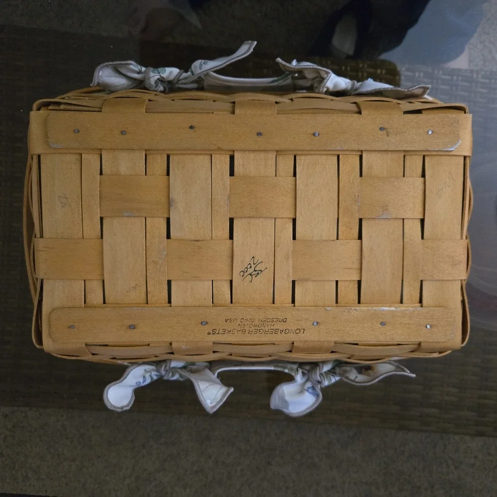 Longaberger Med Gathering Basket Road Trip Lid Liner Divided Protector 14x9 EUC